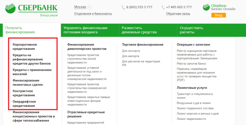 Пао сбербанк кредиты бизнесу